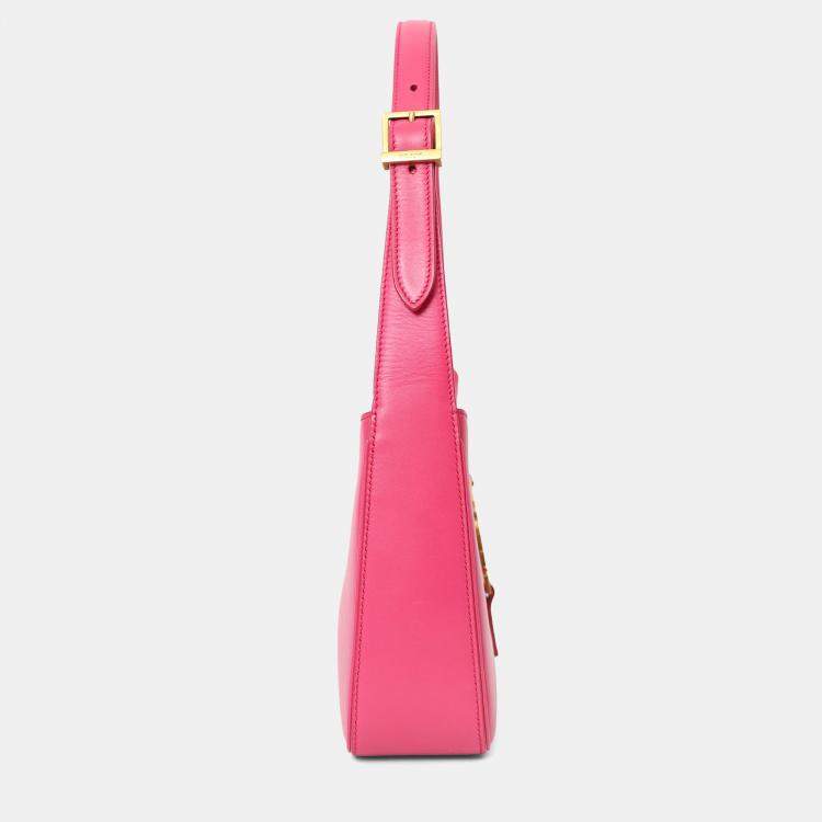 Pre Owned Saint Laurent Hot Pink Leather 'Le 5 Ã  7' Shoulder Bag