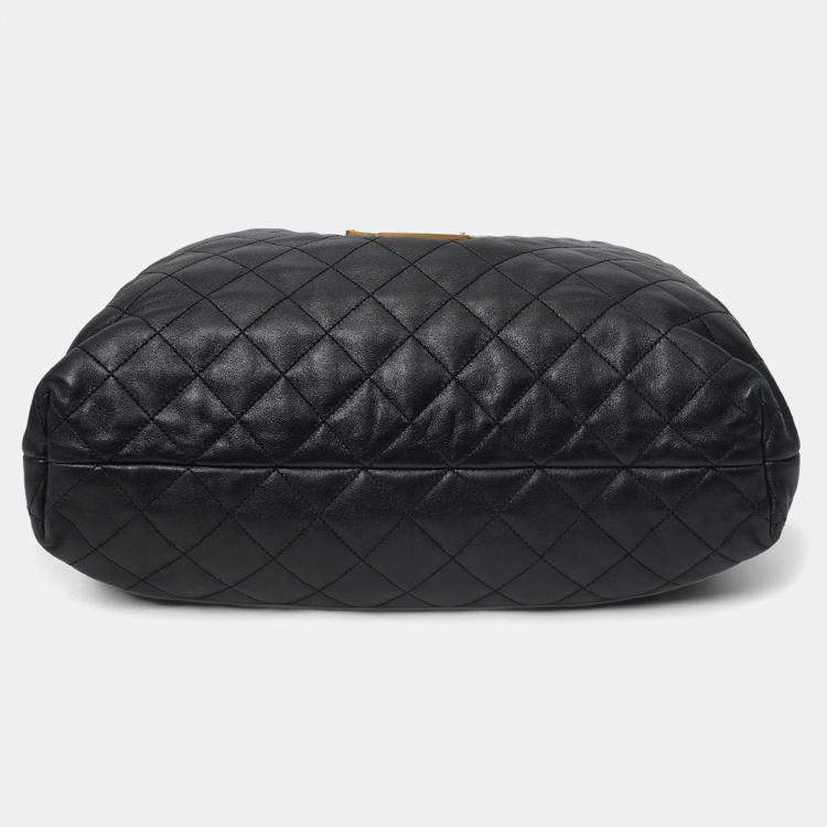 مملوكة مسبقًا Saint Laurent Black Leather Quilted 'ICARE' Oversized Bag with Pouch