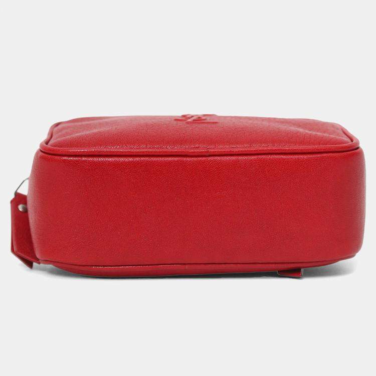 Pre Owned Saint Laurent Red Lambskin Monogram Lou Belt Bag