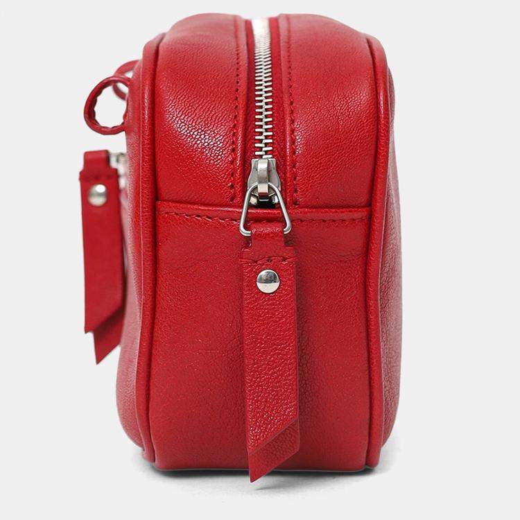 Pre Owned Saint Laurent Red Lambskin Monogram Lou Belt Bag