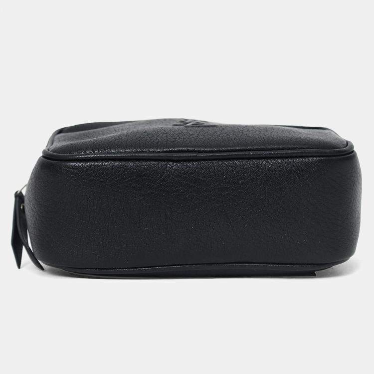 Pre Owned Saint Laurent Black Lambskin Monogram Lou Belt Bag