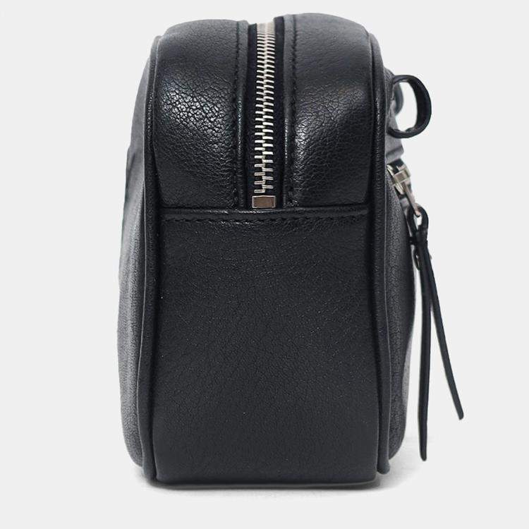 Pre Owned Saint Laurent Black Lambskin Monogram Lou Belt Bag