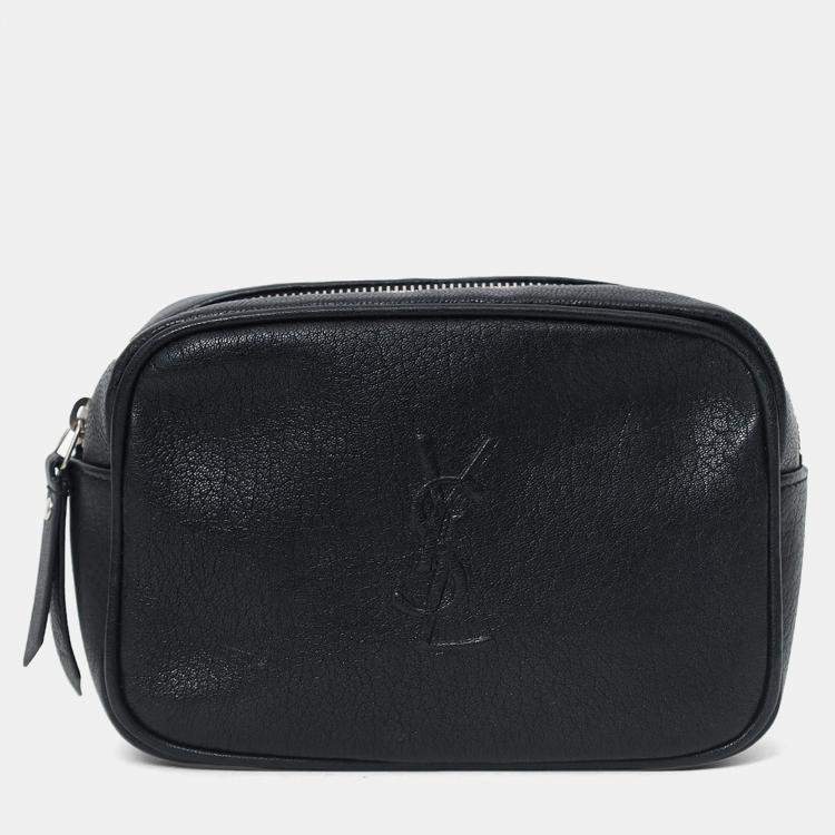 Pre Owned Saint Laurent Black Lambskin Monogram Lou Belt Bag