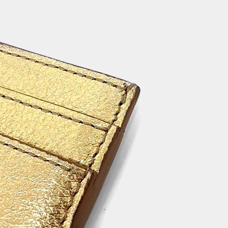 Pre Owned Saint Laurent Paris Gold Leather Card Wallet