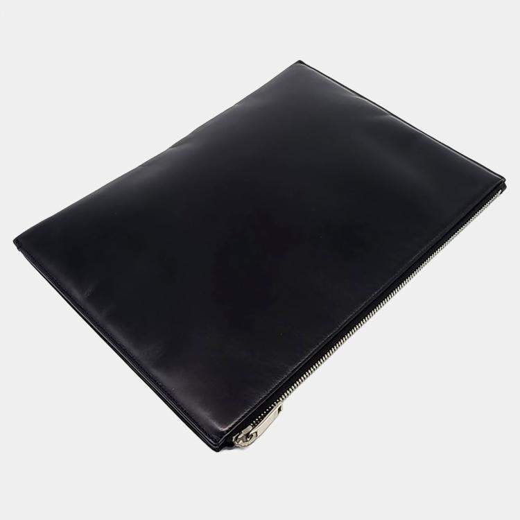 Pre Owned Saint Laurent Paris Black Leather Clutch