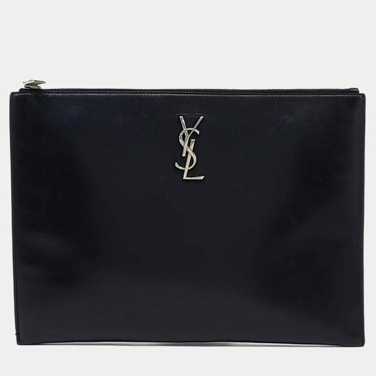 Pre Owned Saint Laurent Paris Black Leather Clutch