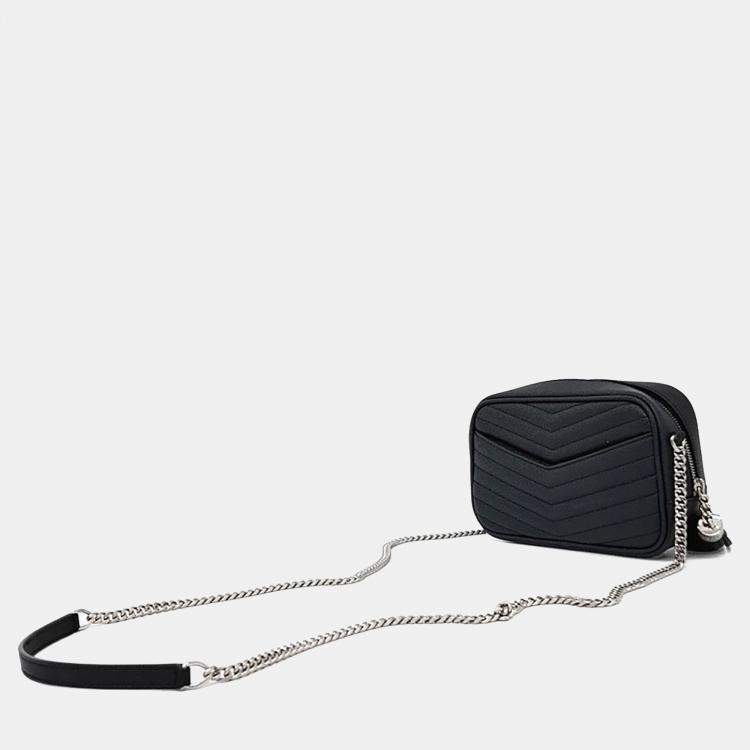 Pre Owned Saint Laurent Paris Black Leather Lou Camera Bag