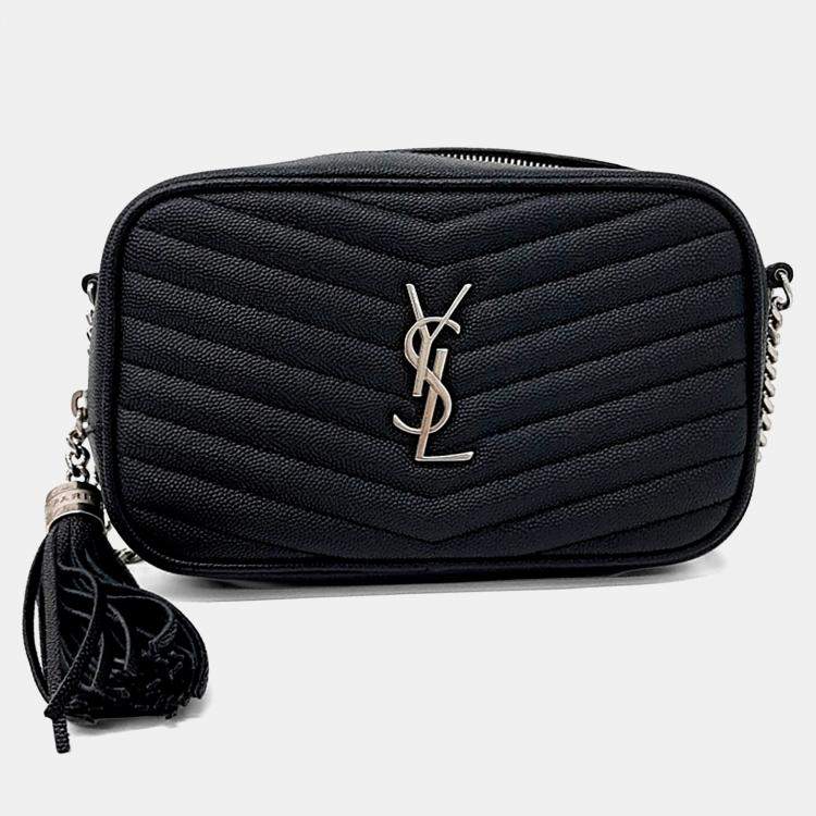 Pre Owned Saint Laurent Paris Black Leather Lou Camera Bag
