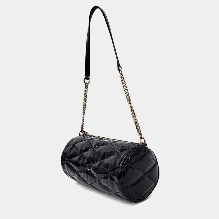 Pre Owned Saint Laurent Paris Black Leather Patent Mini Tube Bag