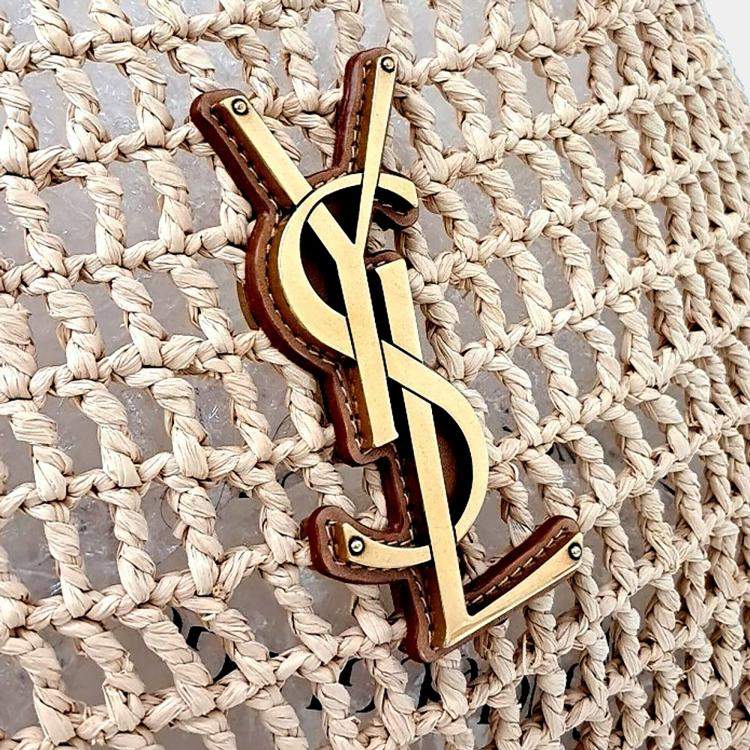 Pre Owned Saint Laurent Paris Beige Raffia Raffia Oxalis Shoulder Bag