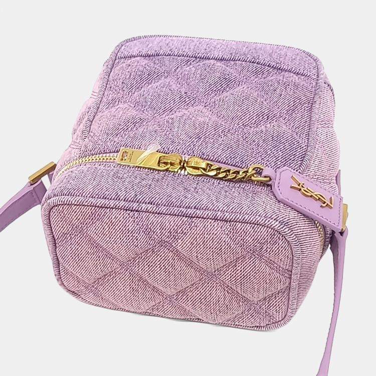 Pre Owned Saint Laurent Paris Purple Leather Vanity Crossbody Bag