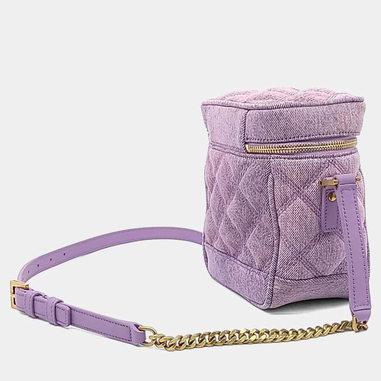 Pre Owned Saint Laurent Paris Purple Leather Vanity Crossbody Bag