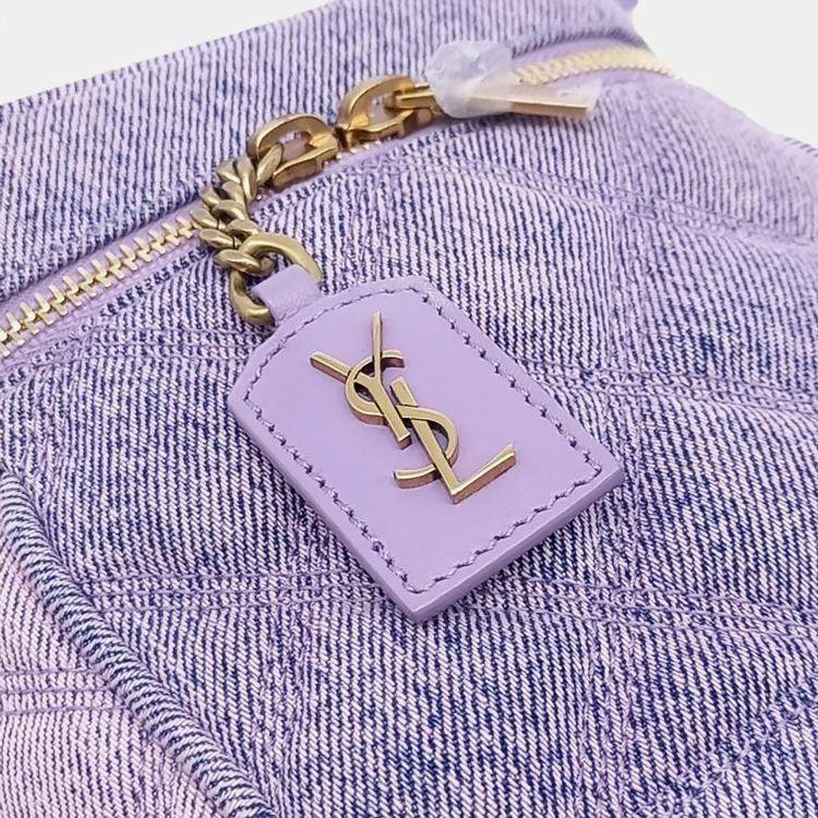 Pre Owned Saint Laurent Paris Purple Leather Vanity Crossbody Bag