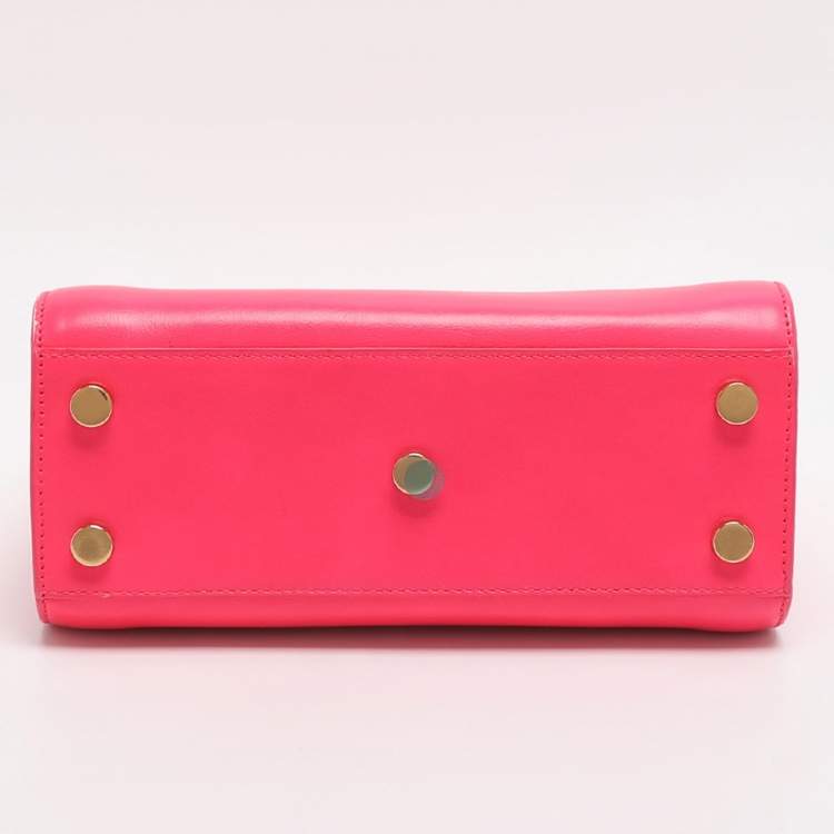 Pre Owned Saint Laurent Paris Classic Sac De Jour Nano Neon Pink Leather Tote