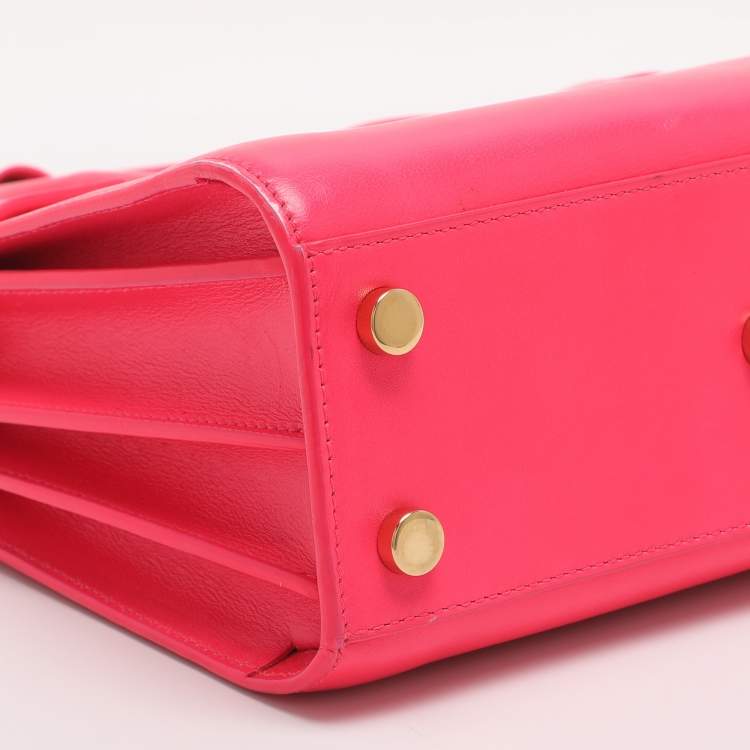 Pre Owned Saint Laurent Paris Classic Sac De Jour Nano Neon Pink Leather Tote