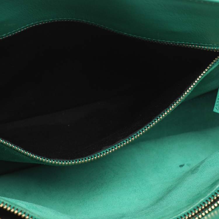 Pre Owned Saint Laurent Paris Sac De Jour Small Green Leather Tote
