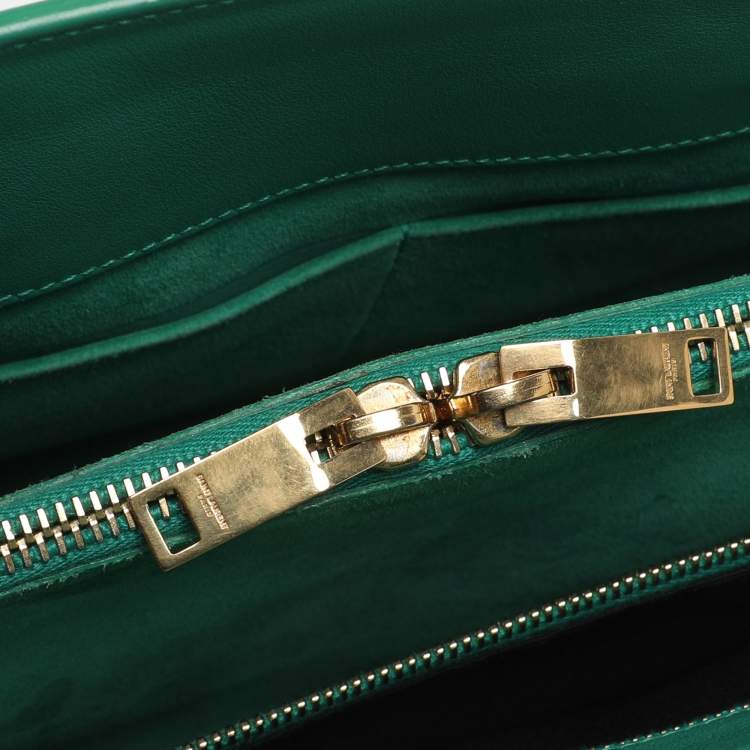 Pre Owned Saint Laurent Paris Sac De Jour Small Green Leather Tote