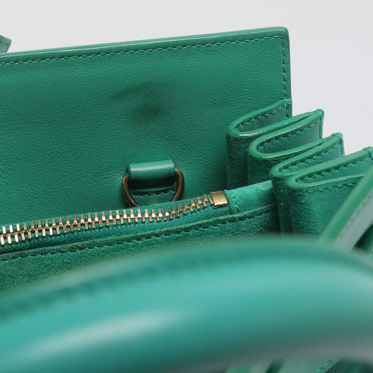 Pre Owned Saint Laurent Paris Sac De Jour Small Green Leather Tote