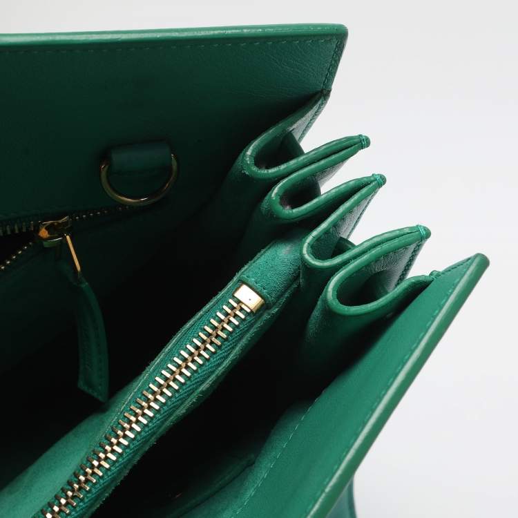 Pre Owned Saint Laurent Paris Sac De Jour Small Green Leather Tote