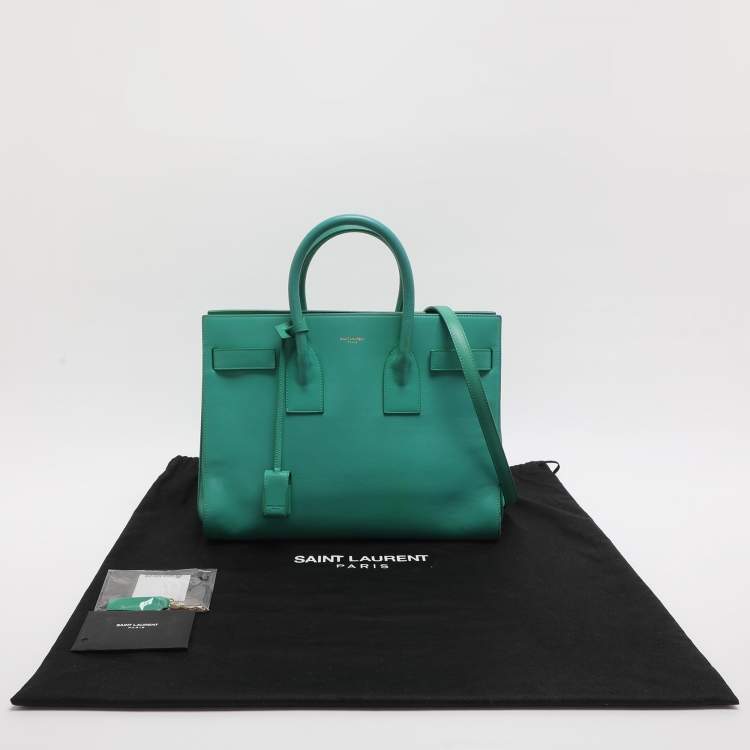 Pre Owned Saint Laurent Paris Sac De Jour Small Green Leather Tote
