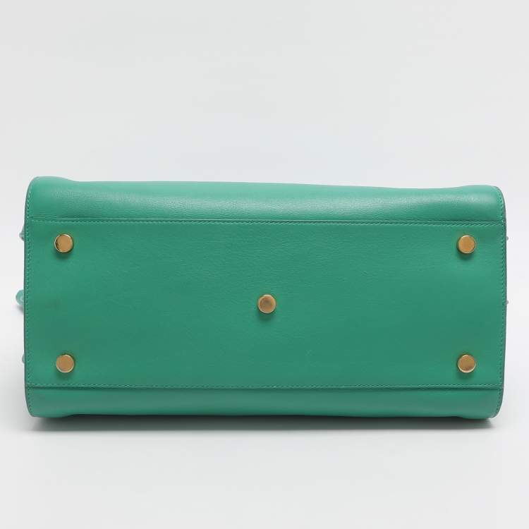 Pre Owned Saint Laurent Paris Sac De Jour Small Green Leather Tote