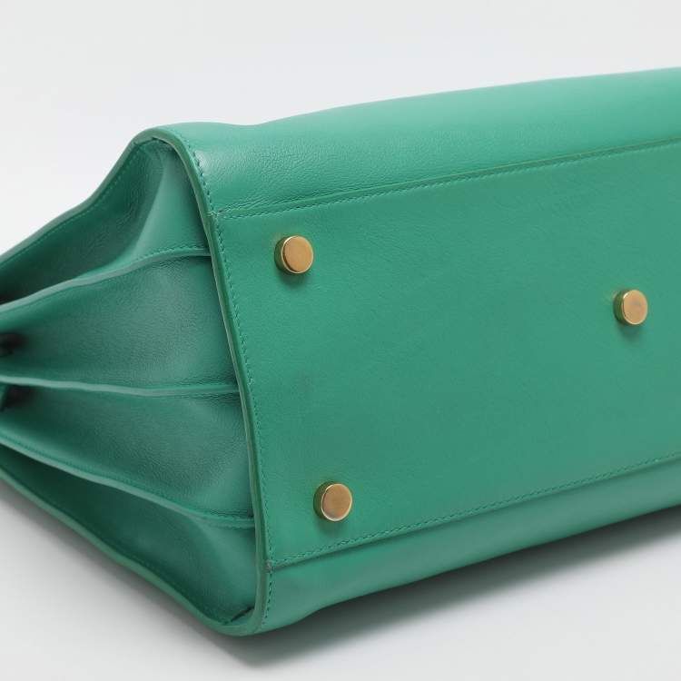 Pre Owned Saint Laurent Paris Sac De Jour Small Green Leather Tote