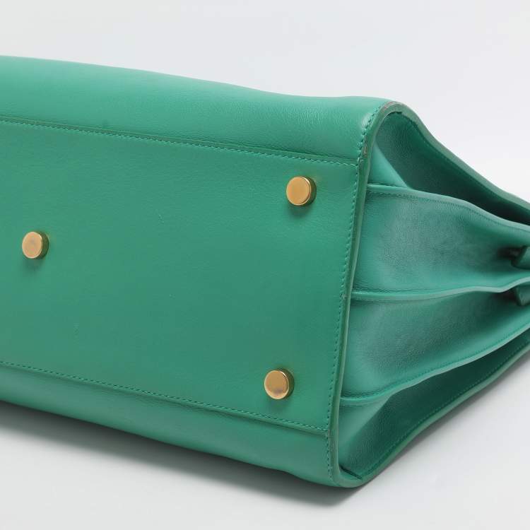 Pre Owned Saint Laurent Paris Sac De Jour Small Green Leather Tote