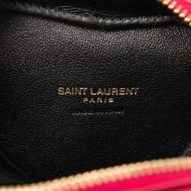 مملوكة مسبقًا Saint Laurent Paris Pink Mini Metallic Leather Chevron Monogram Love Heart Chain Bag