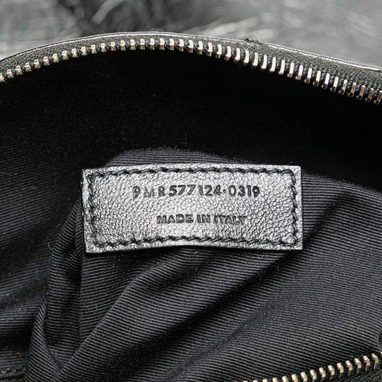 Pre Owned Saint Laurent Paris Black Crinkled Calfskin Monogram Niki Belt Bag