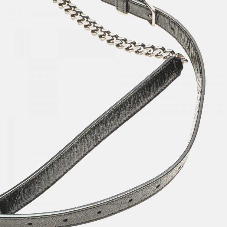 Pre Owned Saint Laurent Paris Black Crinkled Calfskin Monogram Niki Belt Bag