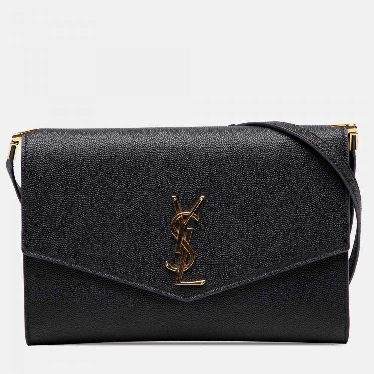 Pre Owned Saint Laurent Paris Black Mini Grain de Poudre Uptown Crossbody