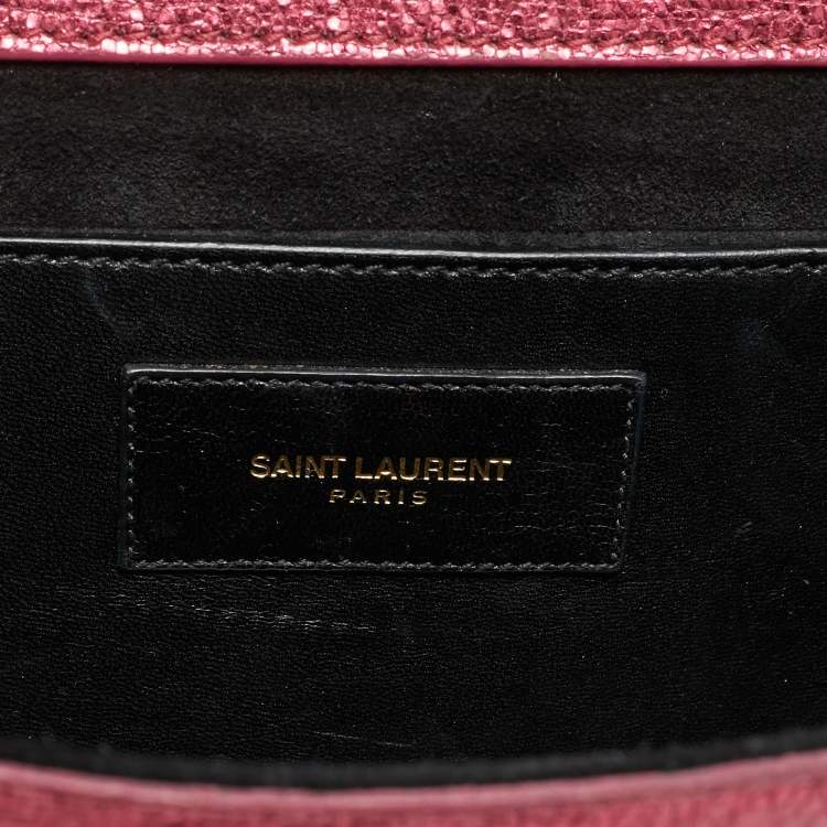 Pre Owned Saint Laurent Cassandre Metallic Pink Leather Clutch