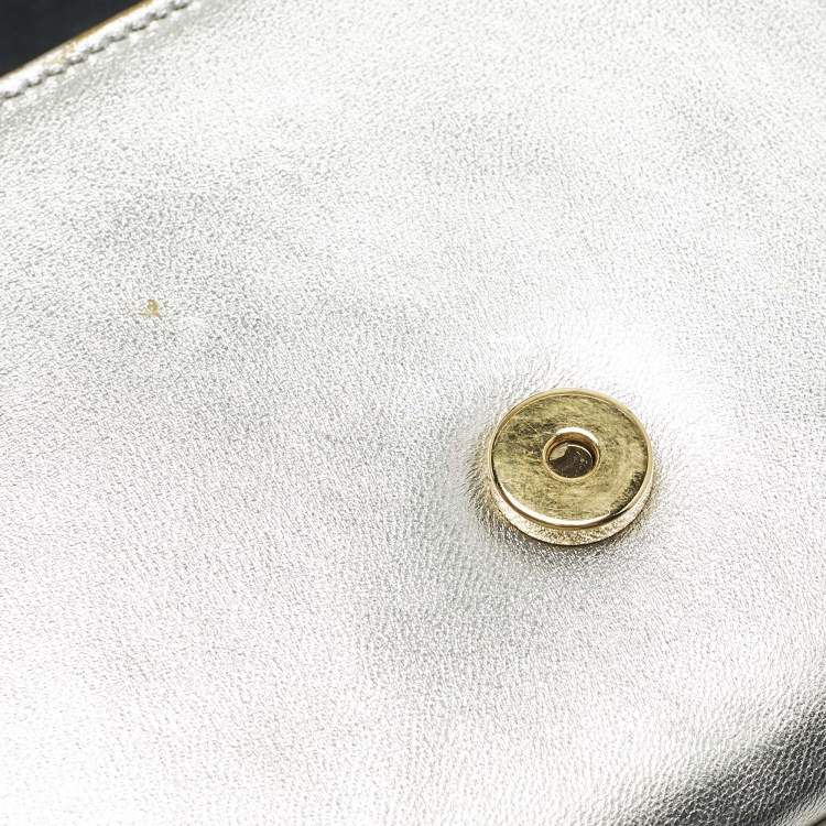 Pre Owned Saint Laurent Kate Small Silver Leather Shoulder Bag