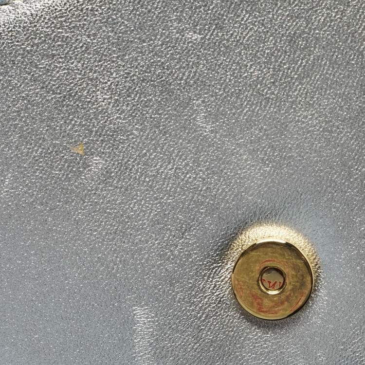 Pre Owned Saint Laurent Kate Small Silver Leather Shoulder Bag