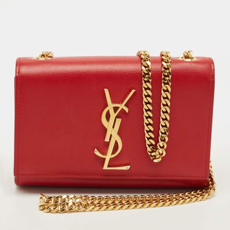 Pre Owned Saint Laurent Kate Small Red Leather Shoulder Bag