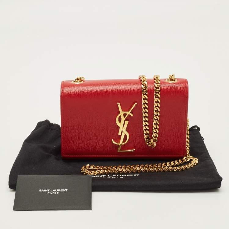 Pre Owned Saint Laurent Kate Small Red Leather Shoulder Bag