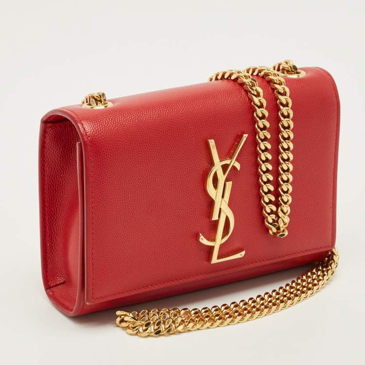 Pre Owned Saint Laurent Kate Small Red Leather Shoulder Bag