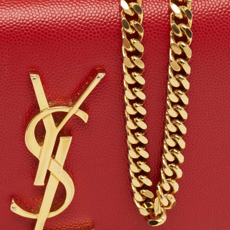 Pre Owned Saint Laurent Kate Small Red Leather Shoulder Bag