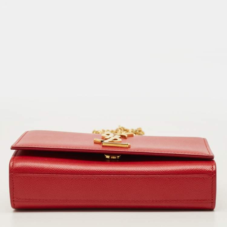 Pre Owned Saint Laurent Kate Small Red Leather Shoulder Bag