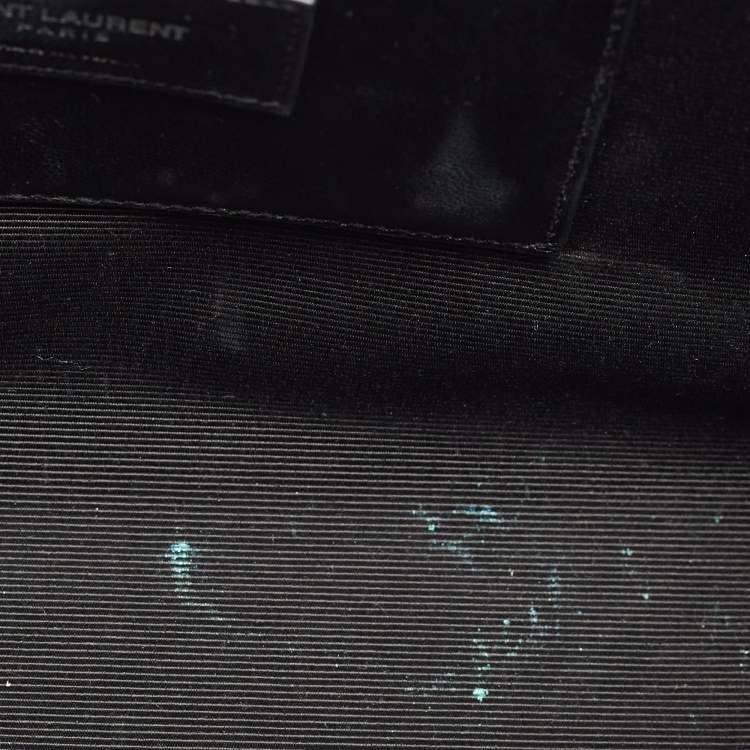 Pre Owned Saint Laurent Kate Tassel Medium Grey Croc Embossed Leather Shoulder Bag