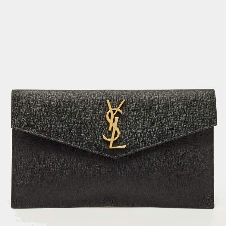Pre Owned Saint Laurent Uptown Black Leather Clutch