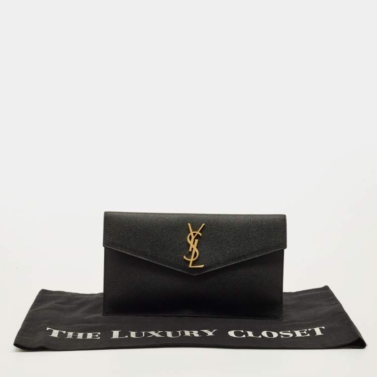 Pre Owned Saint Laurent Uptown Black Leather Clutch