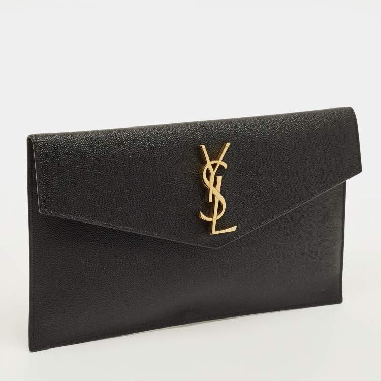 Pre Owned Saint Laurent Uptown Black Leather Clutch