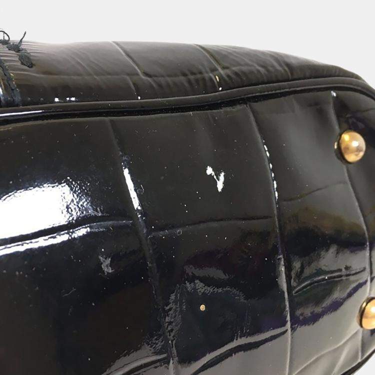 Pre Owned Saint Laurent Crocodile Embossed Patent Muse Bag