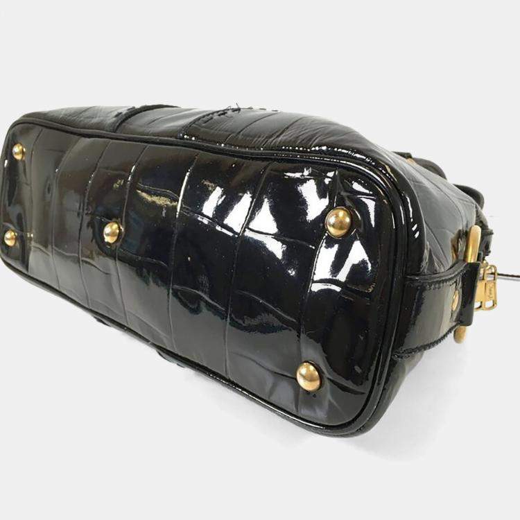 Pre Owned Saint Laurent Crocodile Embossed Patent Muse Bag