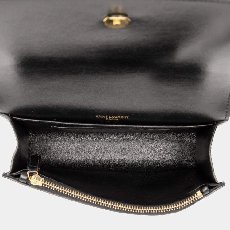 Pre Owned Saint Laurent Paris Black Smooth Calfskin Monogram Kate Belt Bag