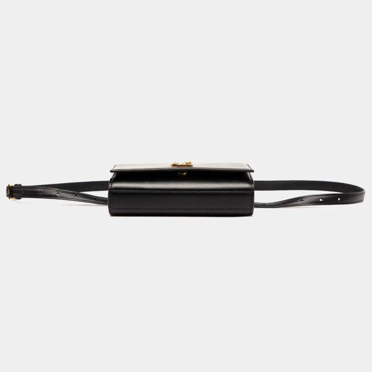 Pre Owned Saint Laurent Paris Black Smooth Calfskin Monogram Kate Belt Bag