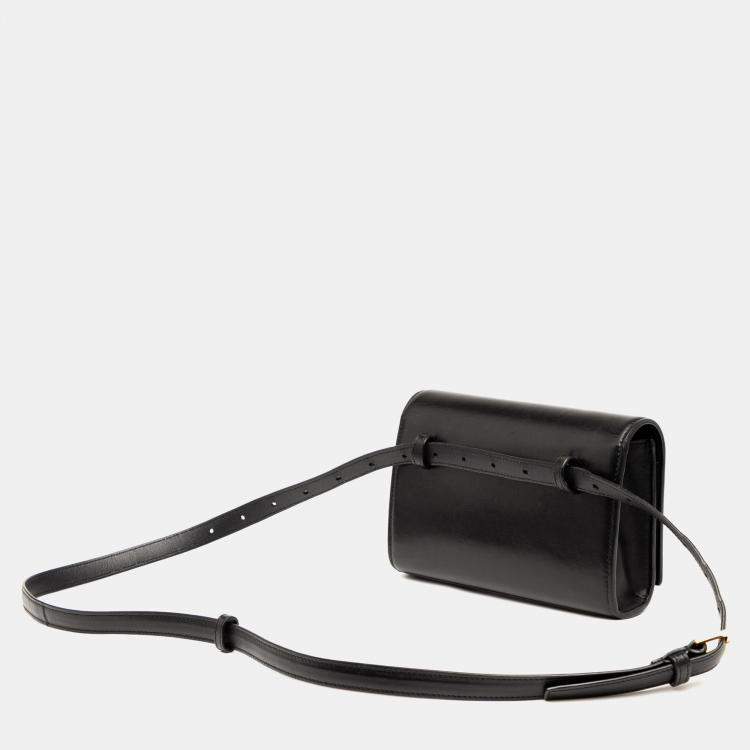 Pre Owned Saint Laurent Paris Black Smooth Calfskin Monogram Kate Belt Bag