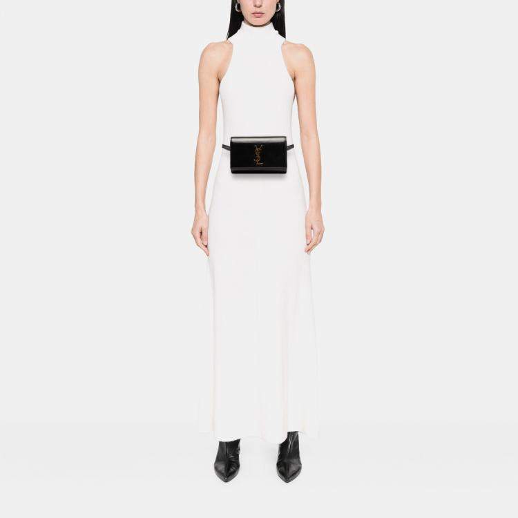 Pre Owned Saint Laurent Paris Black Smooth Calfskin Monogram Kate Belt Bag