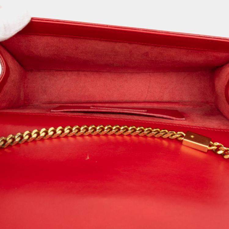Pre Owned Saint Laurent Paris Red Medium Smooth Calfskin Classic Monogram Kate Tassel Crossbody